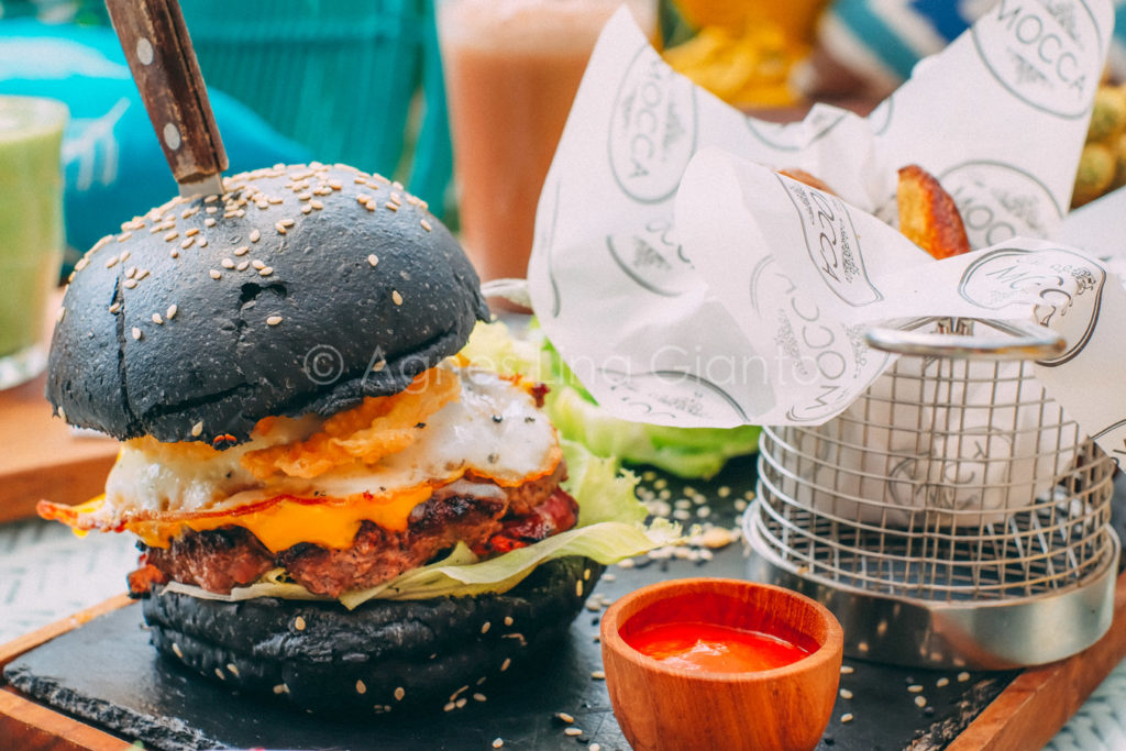 The Mocca Burger with charcoal bun