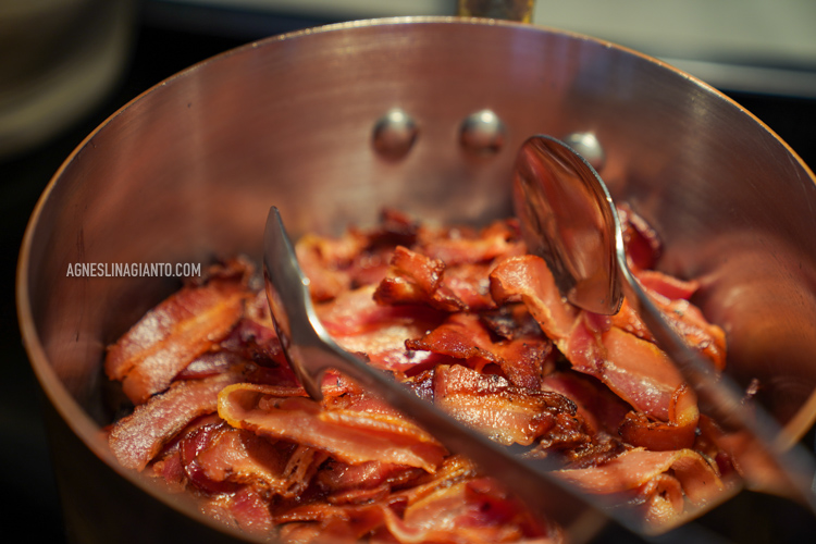 Bacon at hotel breakfast buffet in Bali