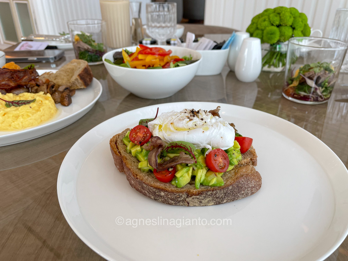 Avocado toast at the Club Langham, Jakarta
