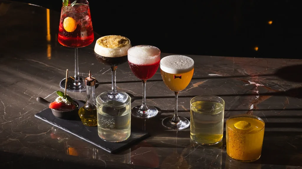 A flight of non-alcoholic drinks at Cafe Boulud Riyadh