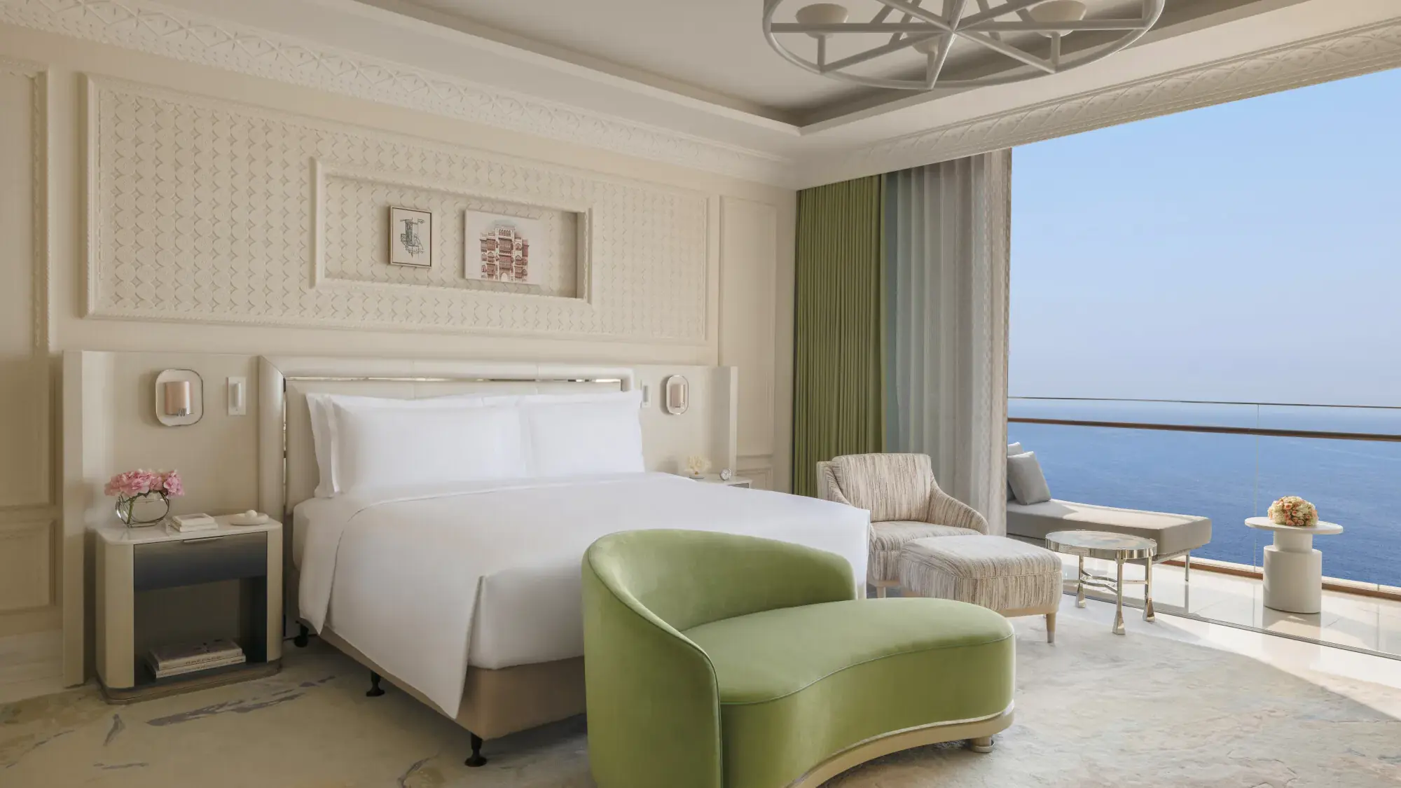 Guest room at Raffles Jeddah overlooking the Red Sea
