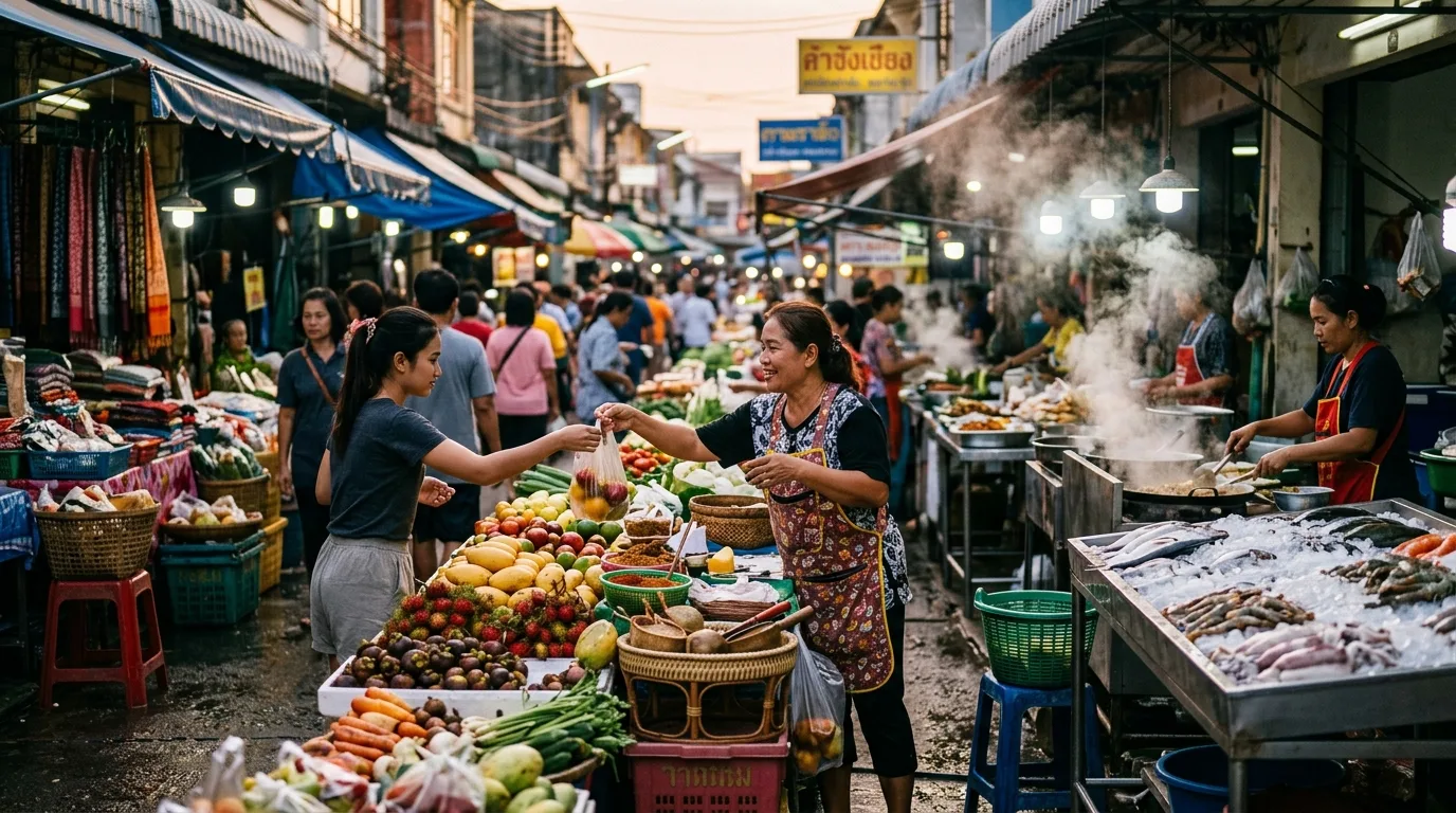 A Phuket town market at dusk