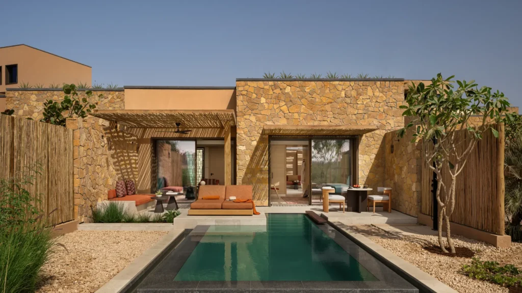 A stone villa and private pool at Six Senses AMAALA