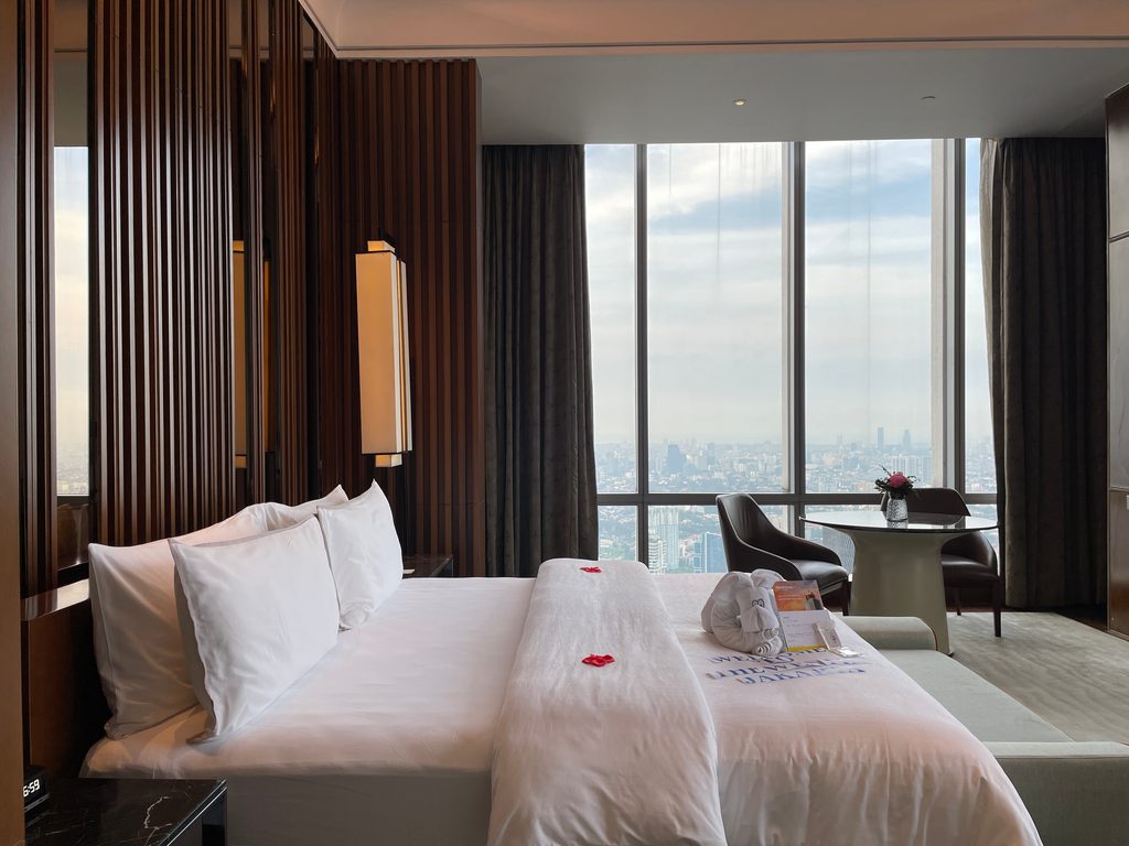 The bedroom of the Ambassador Suite at The Westin Jakarta, with the Westin Heavenly Bed