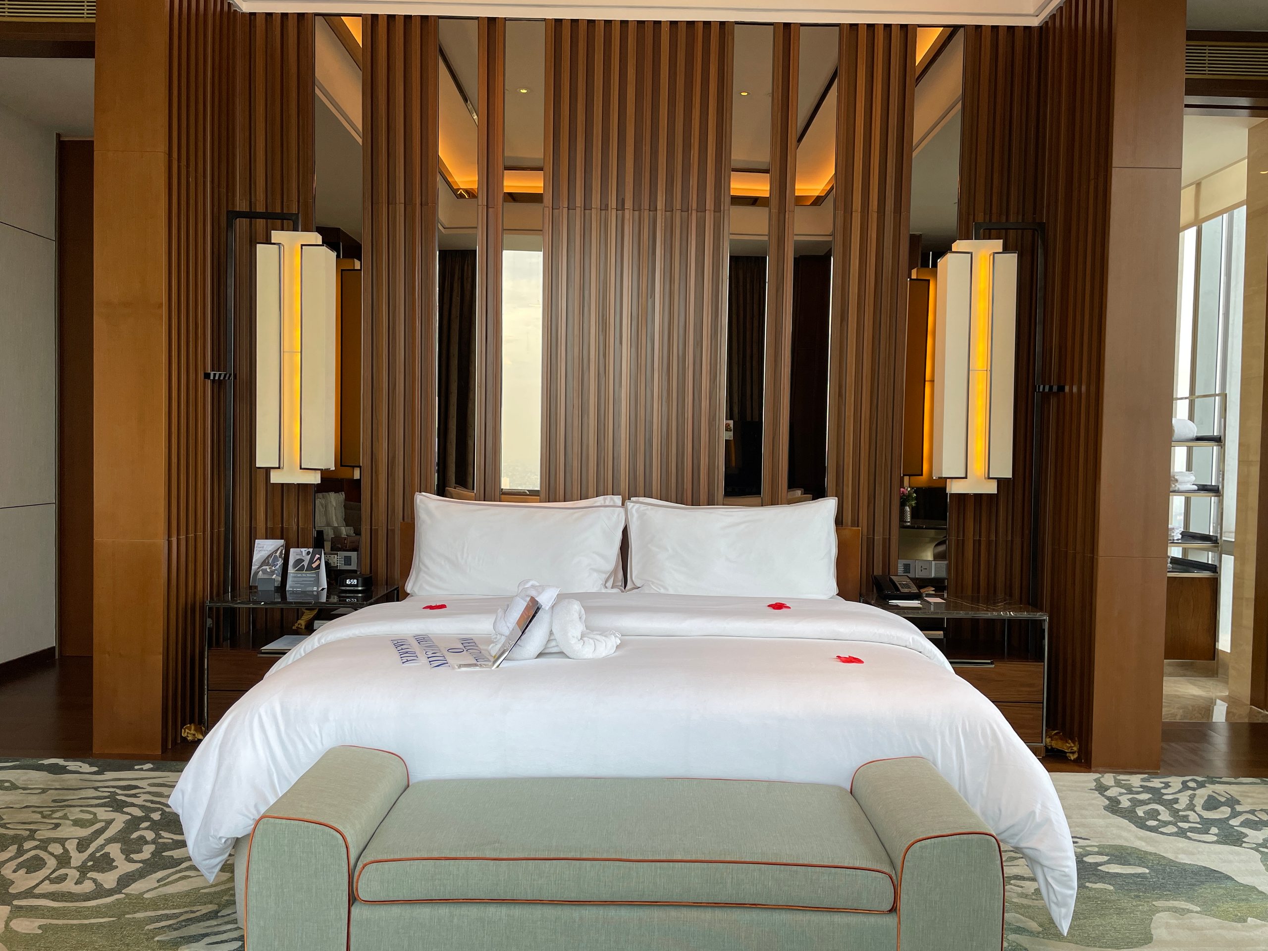 The bedroom of the Ambassador Suite at The Westin Jakarta, with the Westin Heavenly Bed