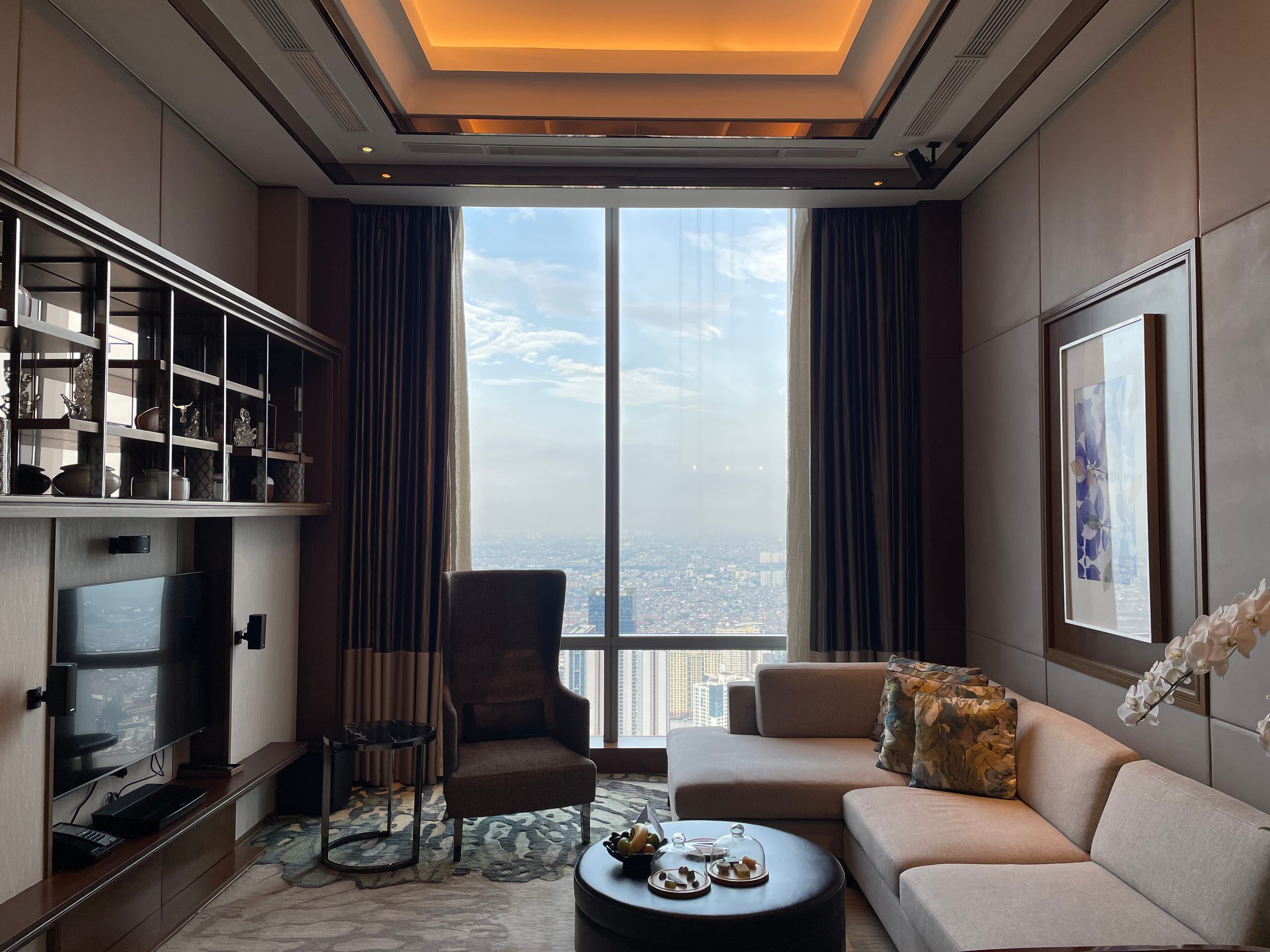 The L-shaped sofa and sitting area — The Westin Jakarta