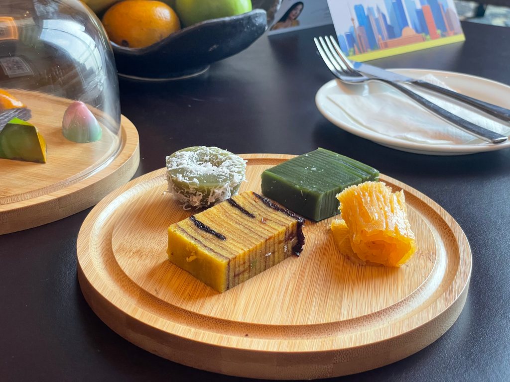 Welcome treats and fresh fruit in the living room of the Ambassador Suite at The Westin Jakarta