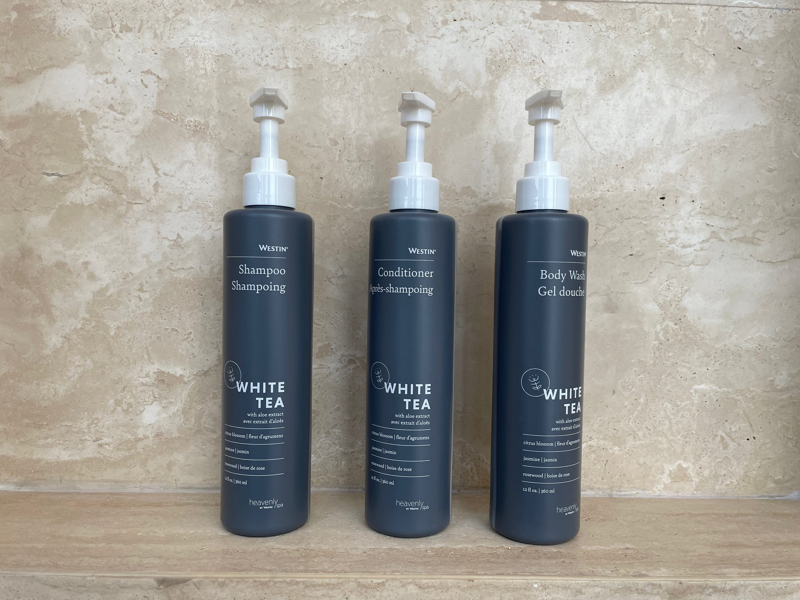 White Tea amenities, in full-size bottles — The Westin Jakarta