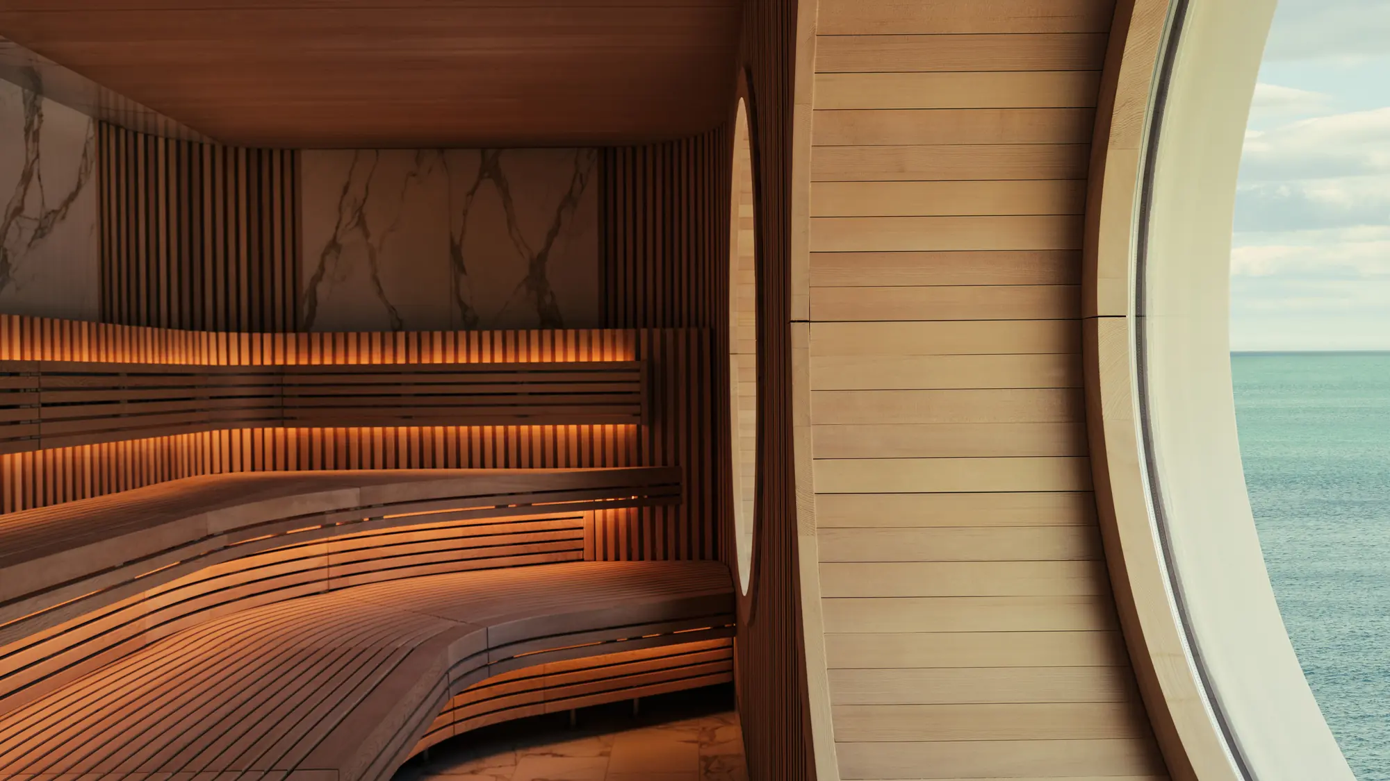 The thermal suite aboard Four Seasons I, where the Lanserhof Reset unfolds
