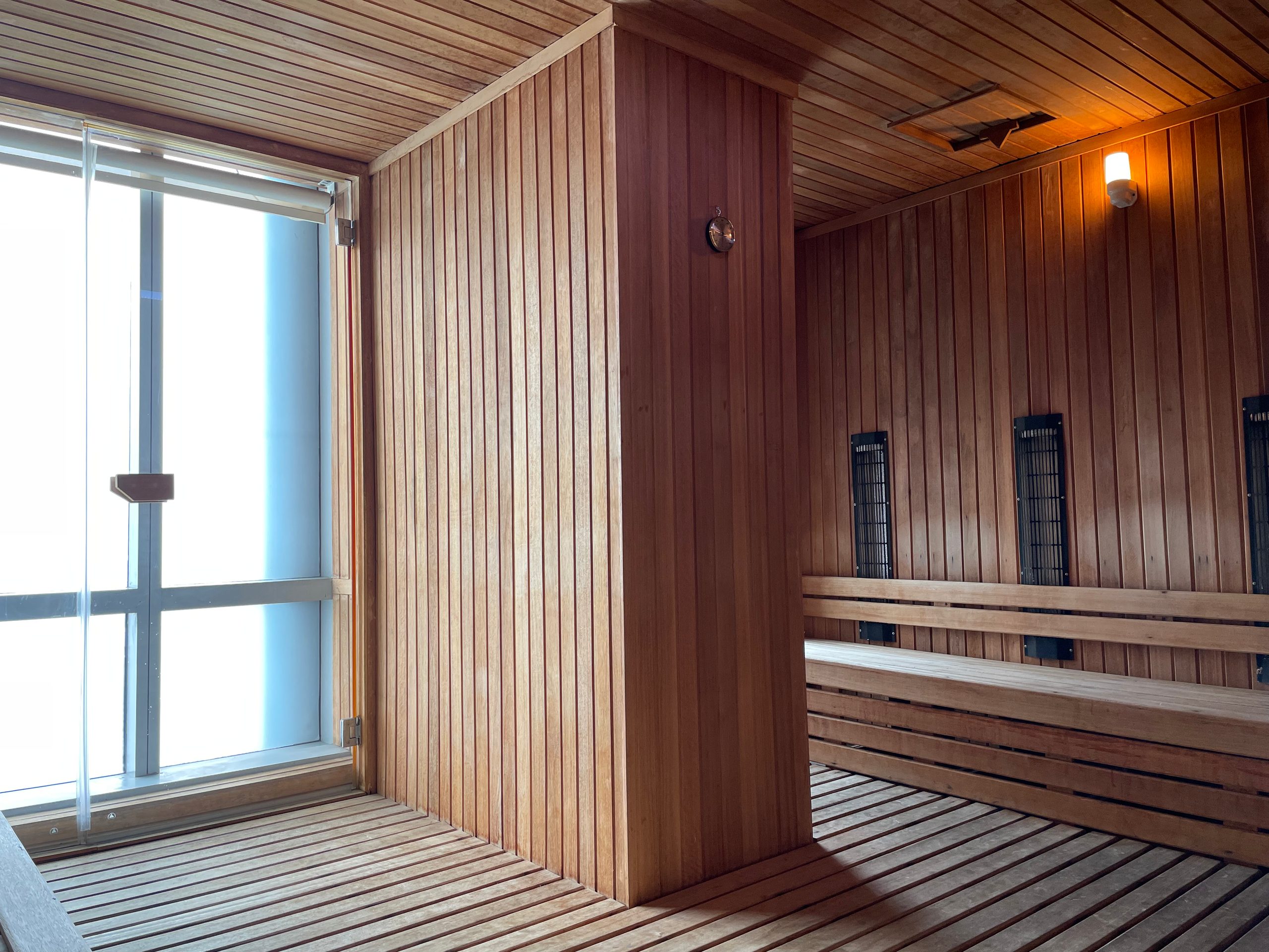 Inside the cedar-lined sauna — The Westin Jakarta
