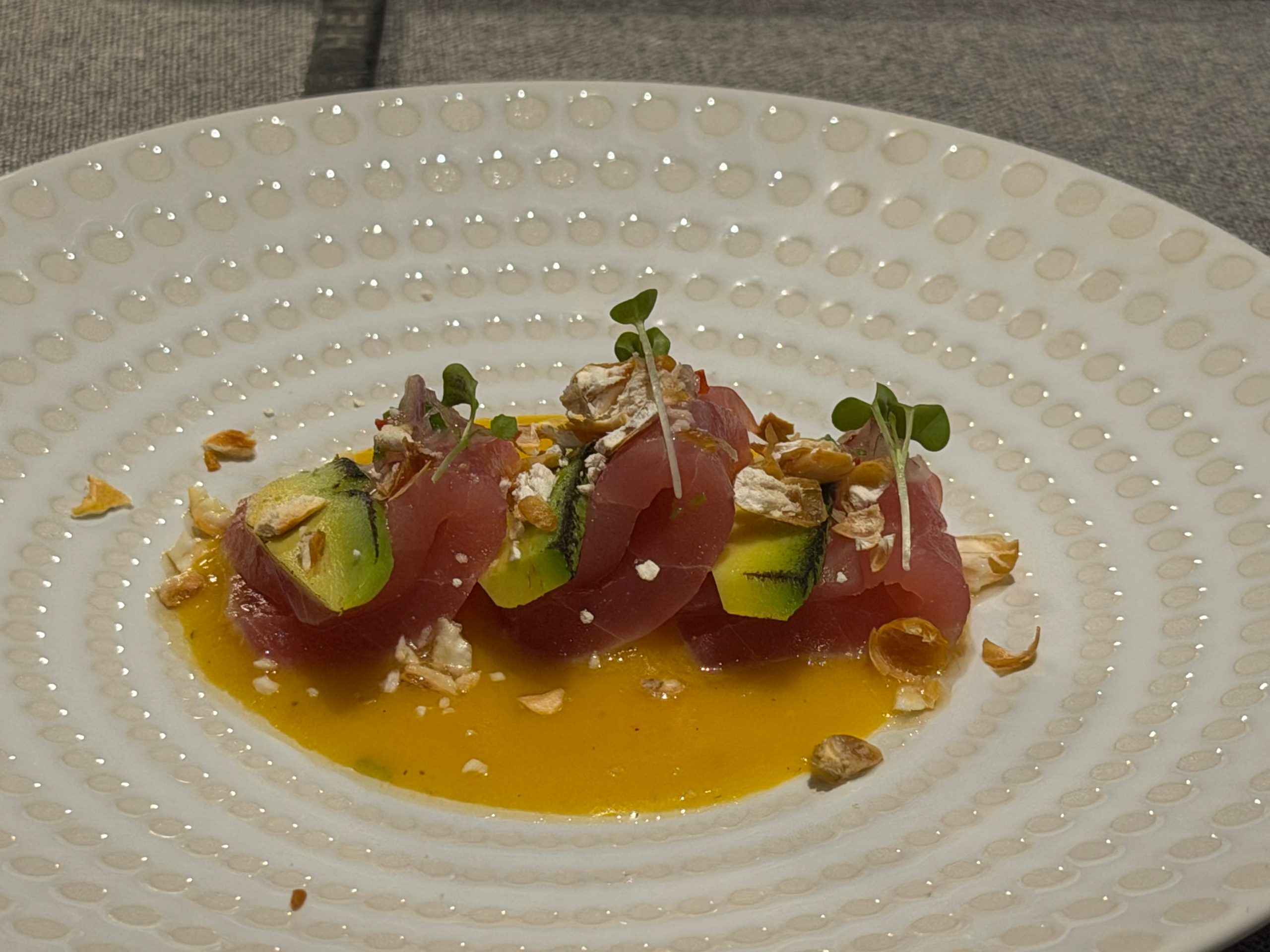 Tuna tiradito with Peruvian yellow chilli, citrus and avocado — The Westin Jakarta