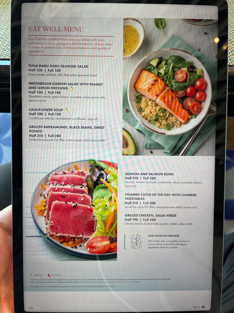 Eat Well — the lighter menu, priced by half and full portion (page 2 of 8) — The Westin Jakarta