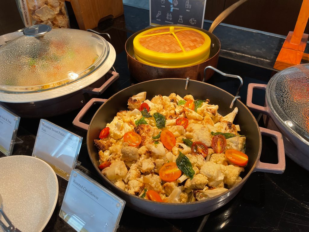 The breakfast buffet at Seasonal Tastes, the all-day dining restaurant on level 51 at The Westin Jakarta
