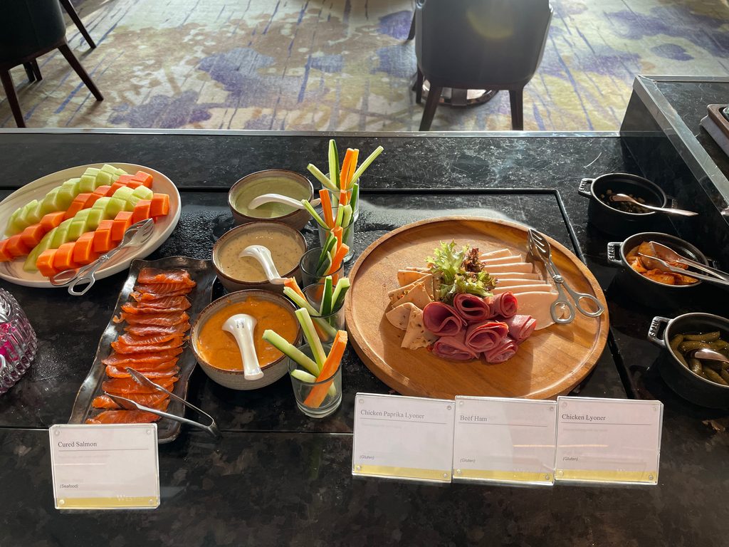 The breakfast buffet at Seasonal Tastes, the all-day dining restaurant on level 51 at The Westin Jakarta