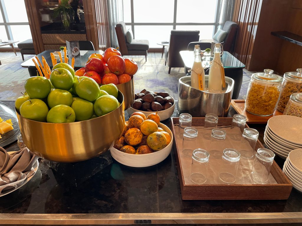 The breakfast buffet at Seasonal Tastes, the all-day dining restaurant on level 51 at The Westin Jakarta