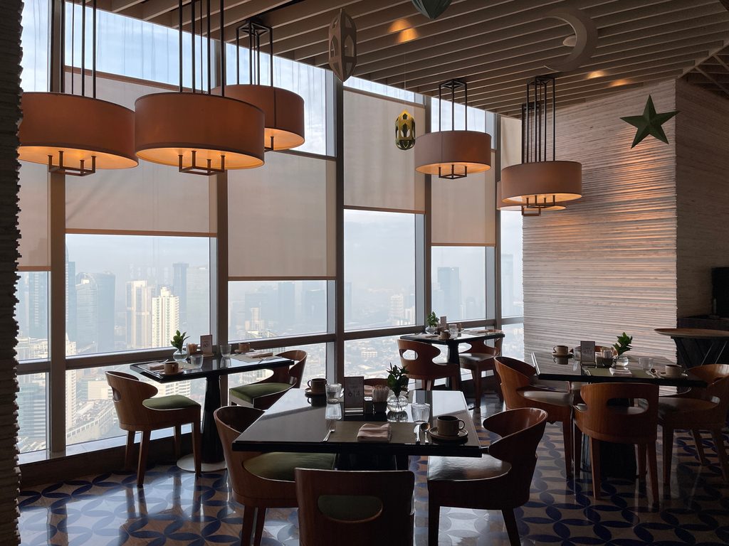 The breakfast buffet at Seasonal Tastes, the all-day dining restaurant on level 51 at The Westin Jakarta