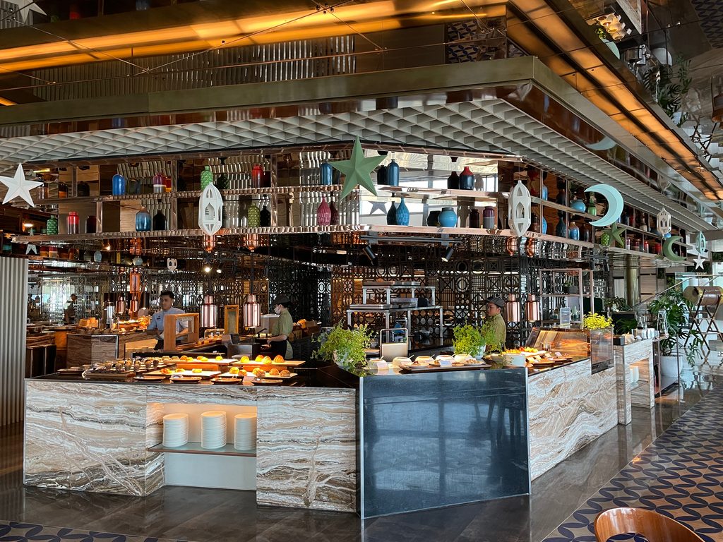 The breakfast buffet at Seasonal Tastes, the all-day dining restaurant on level 51 at The Westin Jakarta