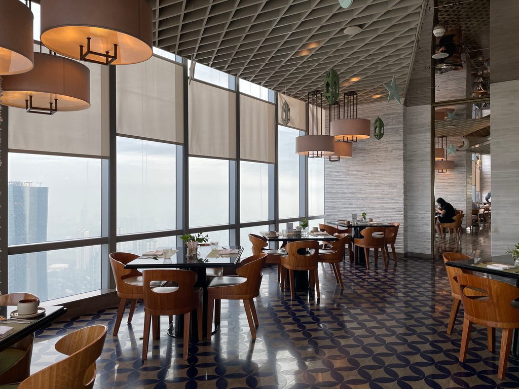 The breakfast buffet at Seasonal Tastes, the all-day dining restaurant on level 51 at The Westin Jakarta
