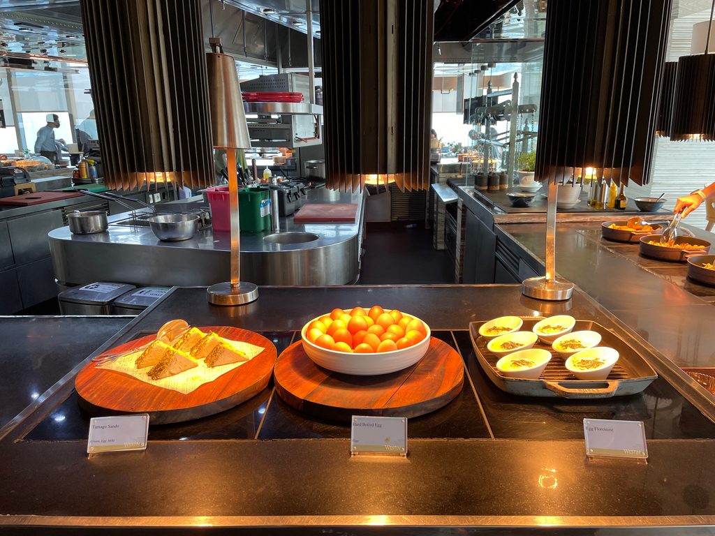 The breakfast buffet at Seasonal Tastes, the all-day dining restaurant on level 51 at The Westin Jakarta