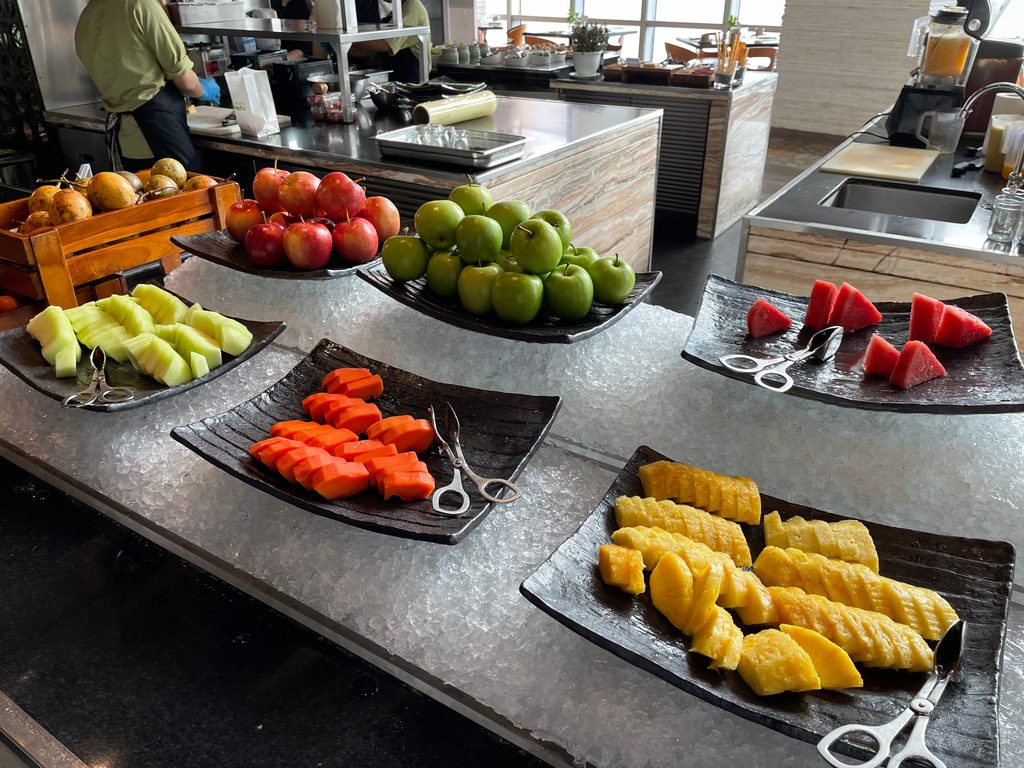The breakfast buffet at Seasonal Tastes, the all-day dining restaurant on level 51 at The Westin Jakarta