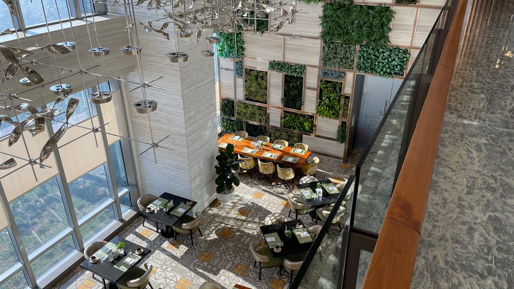 Seasonal Tastes seen from above, the all-day dining restaurant at The Westin Jakarta