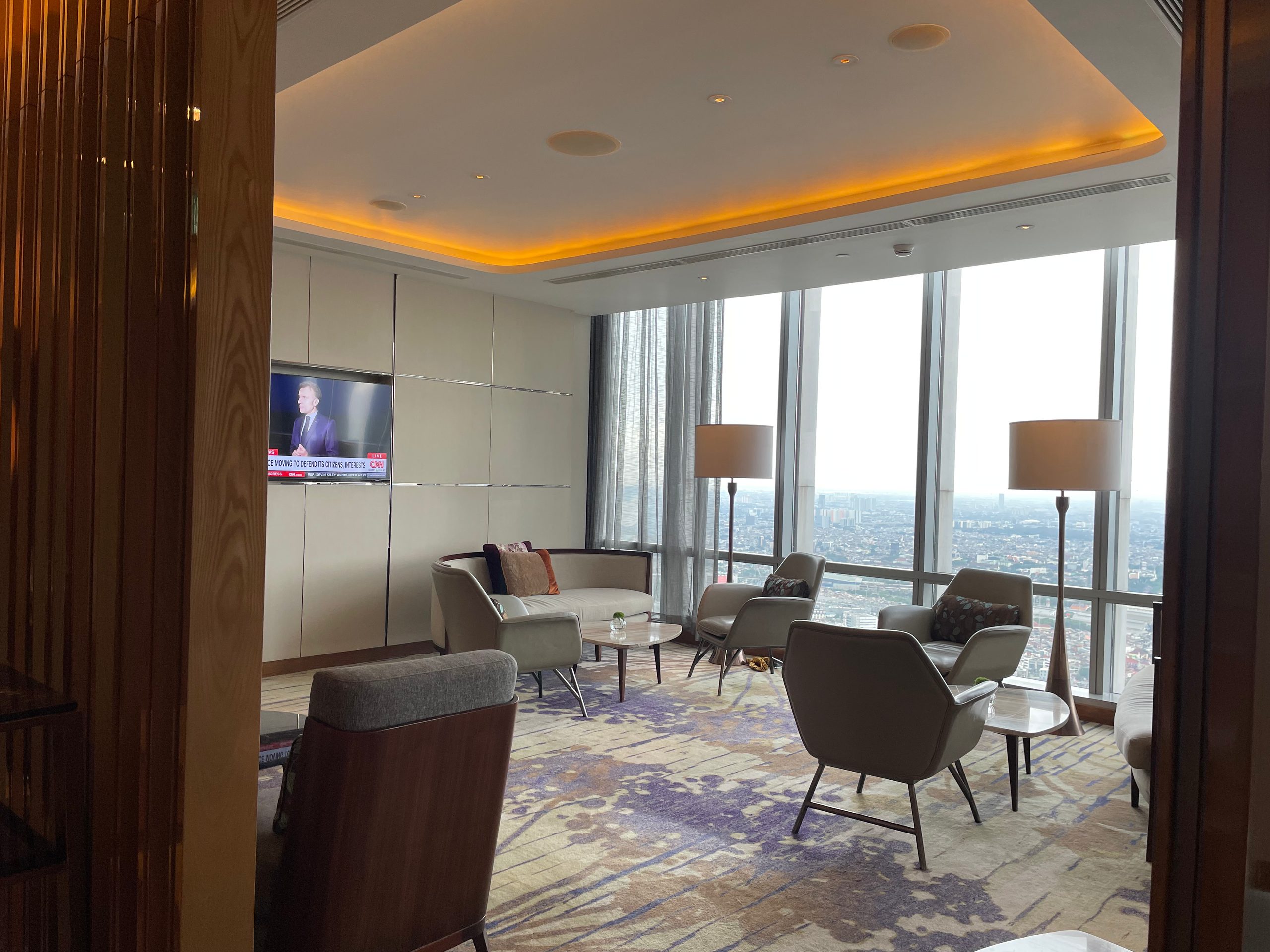 Afternoon tea service in the Westin Club lounge on level 65 at The Westin Jakarta
