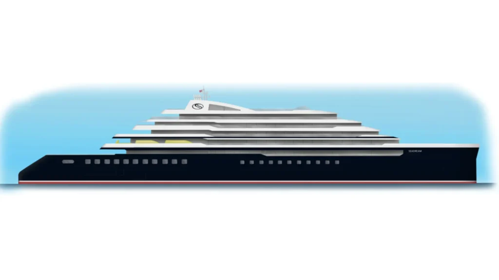 Side-profile rendering of the SeaDream III yacht