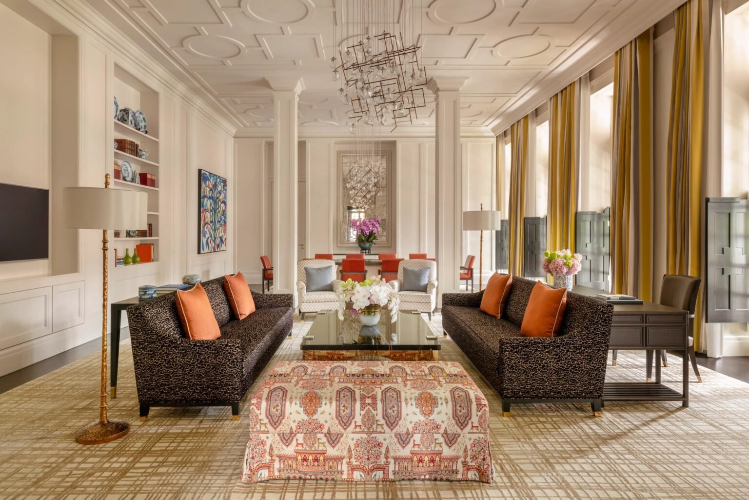 Living room of a grand suite at Raffles Singapore