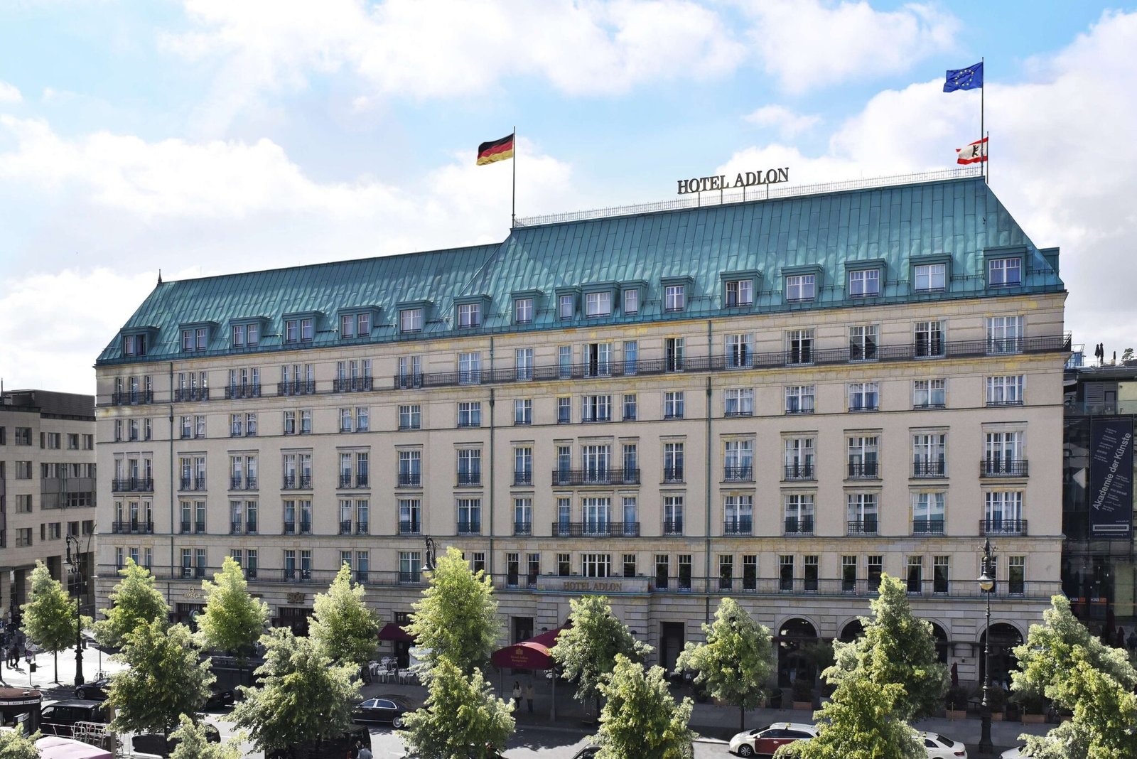 Hotel Adlon Kempinski's facade and green copper roof on Pariser Platz, Berlin